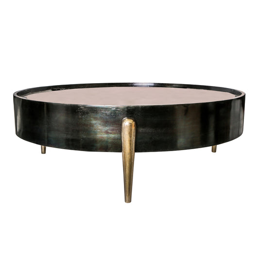 Mirror Aluminum oxidized black coffee table round