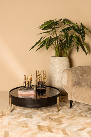 Mirror Aluminum oxidized black coffee table round