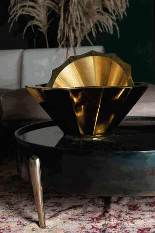 Mirror Aluminum oxidized black coffee table round
