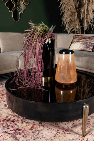 Mirror Aluminum oxidized black coffee table round