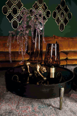 Mirror Aluminum oxidized black coffee table round