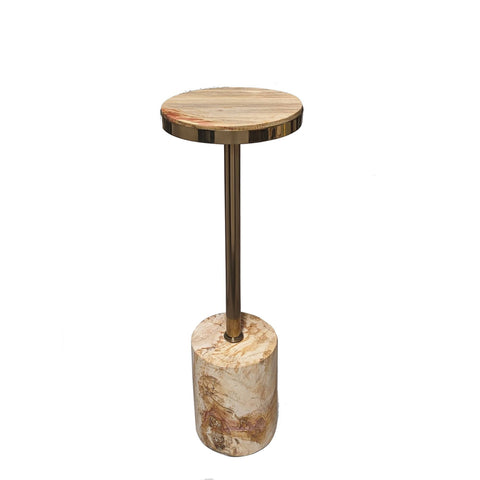 Mody Natural petrified wood sidetable on base rnd