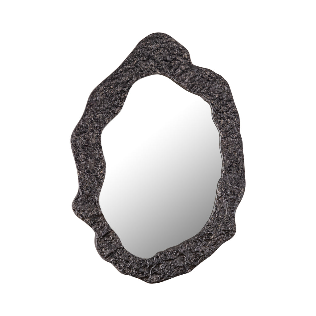 Morina Black alu mirror organic oval shape