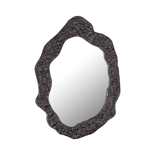 Morina Black alu mirror organic oval shape