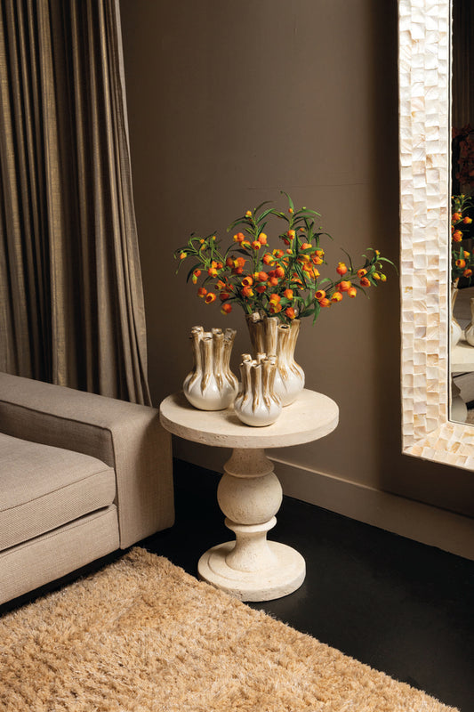 Muza Cream MgO round classic side table