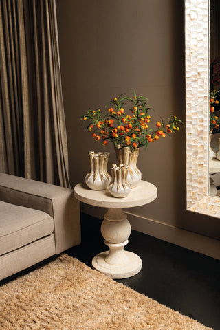 Muza Cream MgO round classic side table