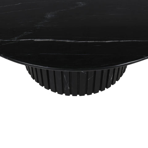 Neelim Black Marble coffee table ribbed base round