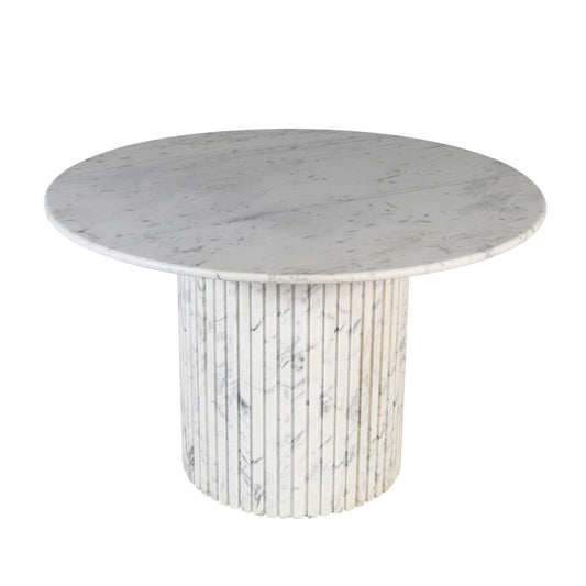 Neelim White Marble mesa de comedor base acanalada redonda