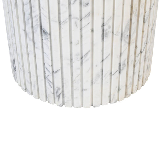 Neelim White Marble mesa de comedor base acanalada redonda