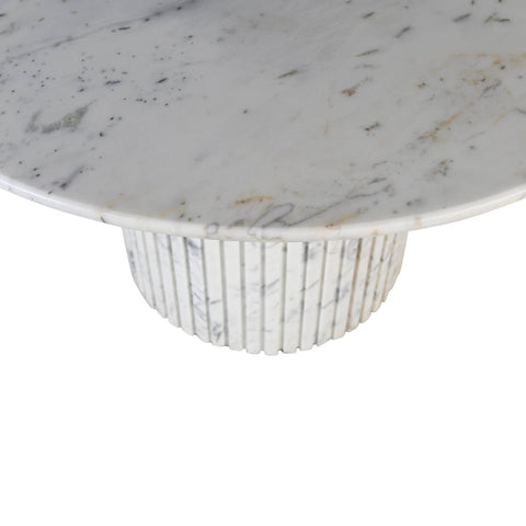 Neelim White Marble mesa de comedor base acanalada redonda