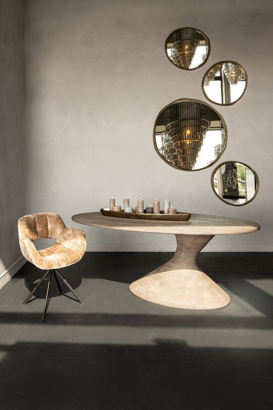 Nemo Gris mesa de comedor ovalada de madera de mango de 220 cm