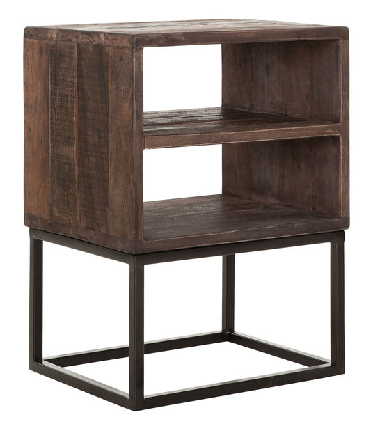 Mesa de noche de madera, 2 estantes abiertos