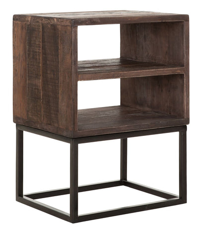 Mesa de noche de madera, 2 estantes abiertos