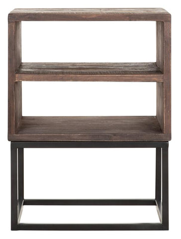 Mesa de noche de madera, 2 estantes abiertos