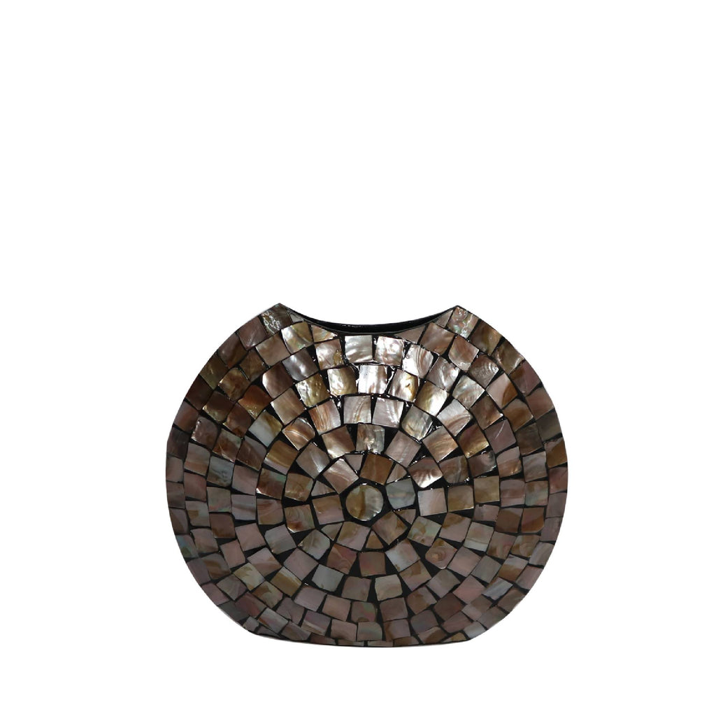 Nikael Bronzen ovale poly schelp bamboe pot L