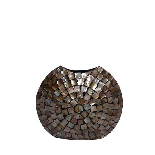 Nikael Bronzen ovale poly schelp bamboe pot L
