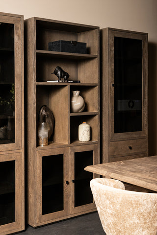 Armario de roble con 4 puertas en gris.