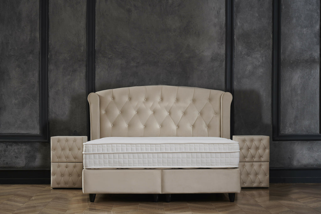 Storage box spring Aurora Velvet Beige 160x200