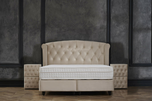 Storage box spring Aurora Velvet Beige 160x200