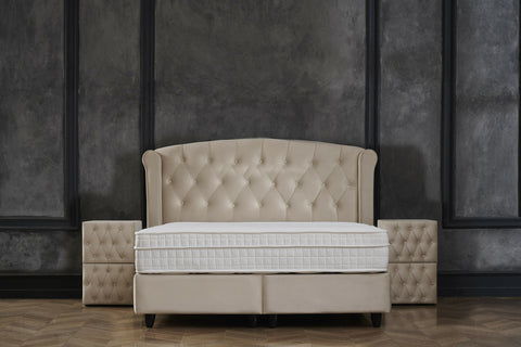 Storage box spring Aurora Velvet Beige 160x200