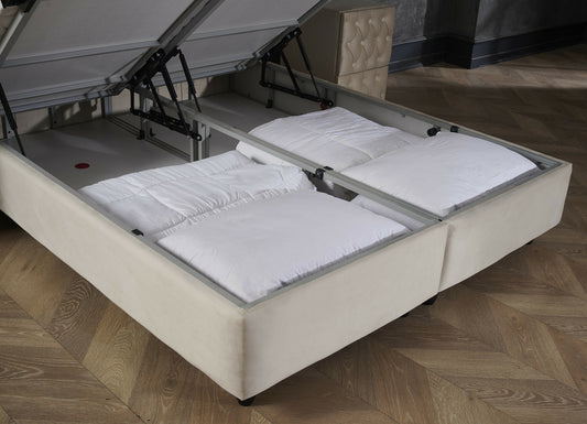 Storage box spring Aurora Velvet Beige 160x200