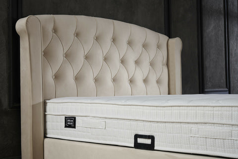 Storage box spring Aurora Velvet Beige 160x200