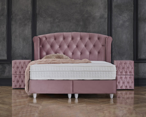 Storage box spring Aurora Velvet Pink 140x200