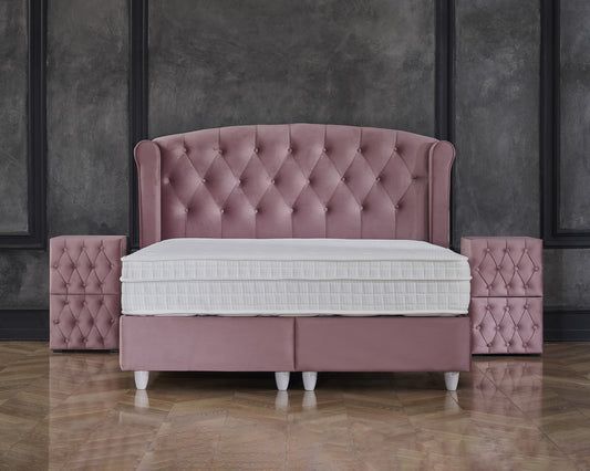 Storage box spring Aurora Velvet Pink 160x200