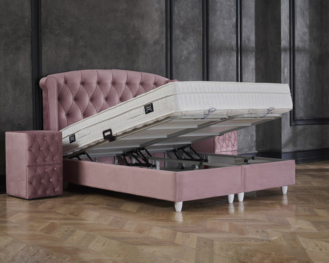 Storage box spring Aurora Velvet Pink 90x200