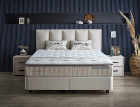 Storage box spring Birdybedd Beige 180x200