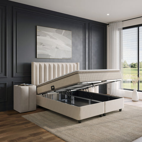 Storage box spring Blackpearl Beige 140x200