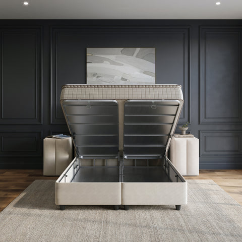 Storage box spring Blackpearl Beige 140x200