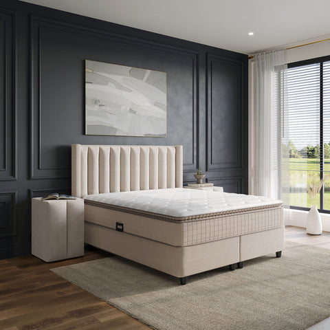 Storage box spring Blackpearl Beige 160x200