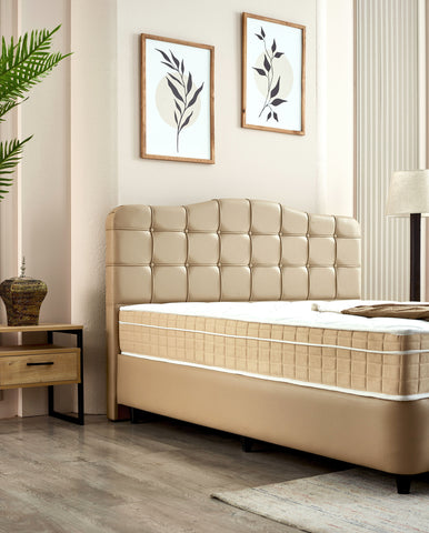 Storage box spring Marrakech artificial leather Beige 140x200