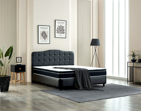 Storage box spring Marrakech artificial leather Black 140x200
