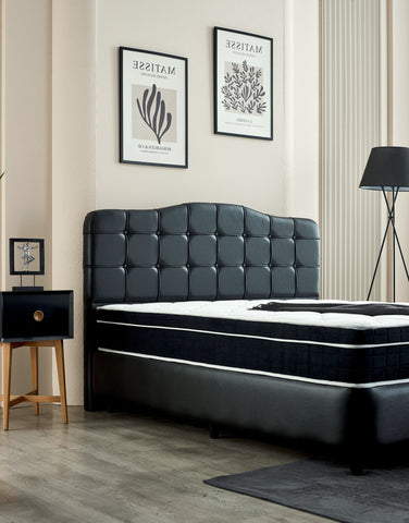 Storage box spring Marrakech artificial leather Black 140x200