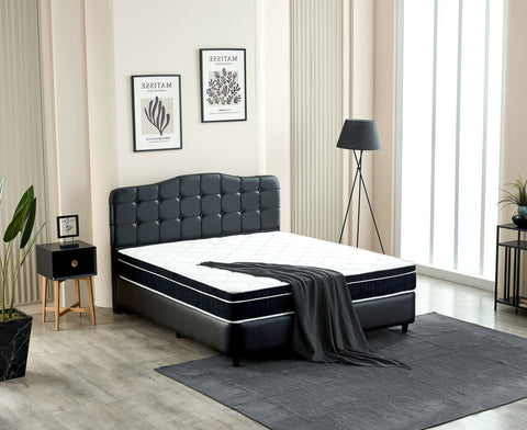 Storage box spring Marrakech artificial leather Black 140x200