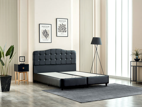 Storage box spring Marrakech artificial leather Black 140x200