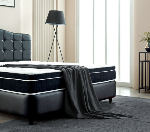 Storage box spring Marrakech artificial leather Black 140x200