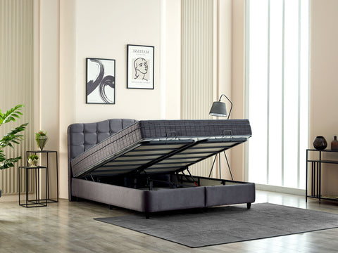 Storage box spring Marrakech Velvet Anthracite 160x200