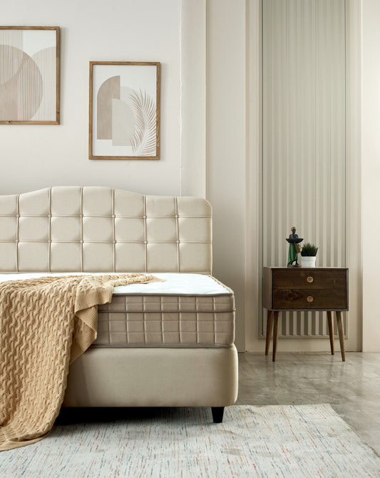 Storage box spring Marrakech Velvet Beige 140x200