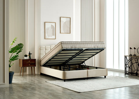 Storage box spring Marrakech Velvet Beige 140x200