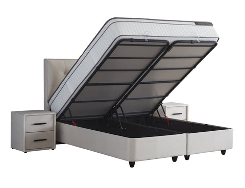 Storage box spring Fashion bed Beige 140x200