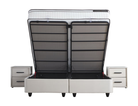 Storage box spring Fashion bed Beige 140x200