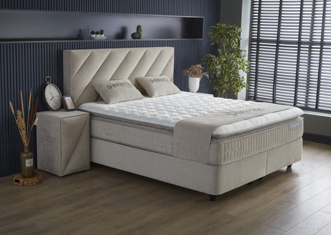 Storage box spring Shinebedd Beige 160x200