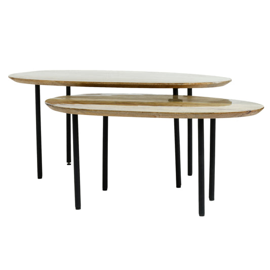 Oxil Green wood side table with egg-shaped top SV2