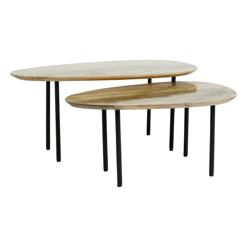 Oxil Green wood side table with egg-shaped top SV2