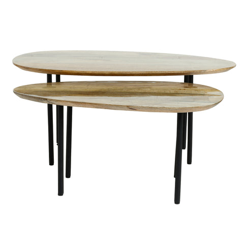Oxil Green wood side table with egg-shaped top SV2