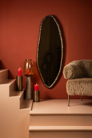 Miroir ovale de forme organique en laiton Paislie.