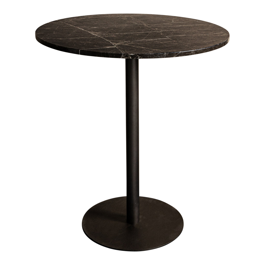 Plaza bistrotafel rond bruin marmer taupe basis